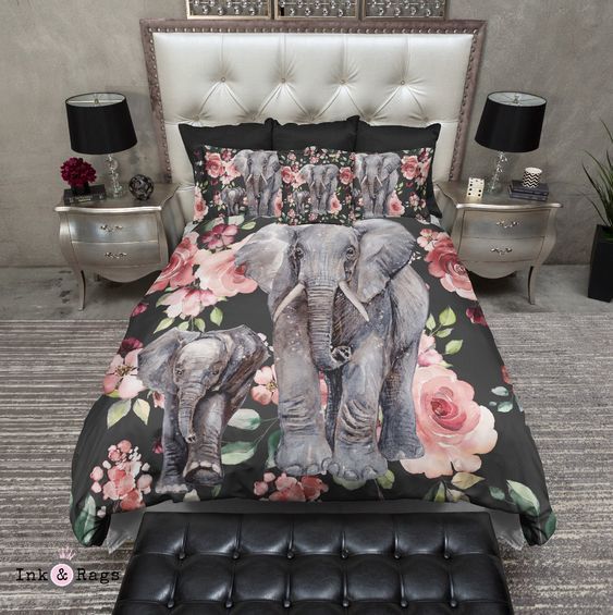 Floral Elephant Bedding Set