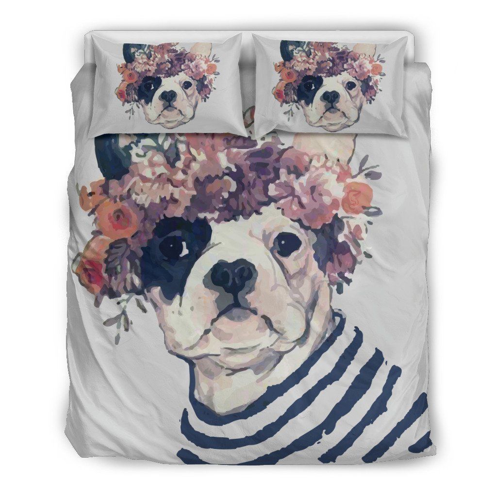 Floral French Bulldog Bedding Set