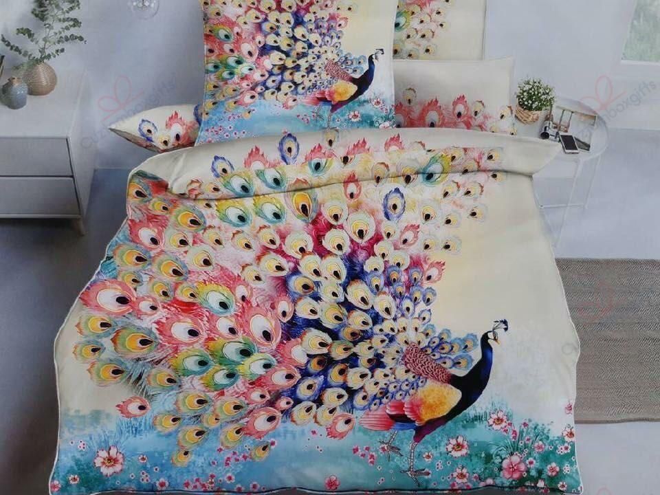 Floral Garden Peacock Printed Bedding Set