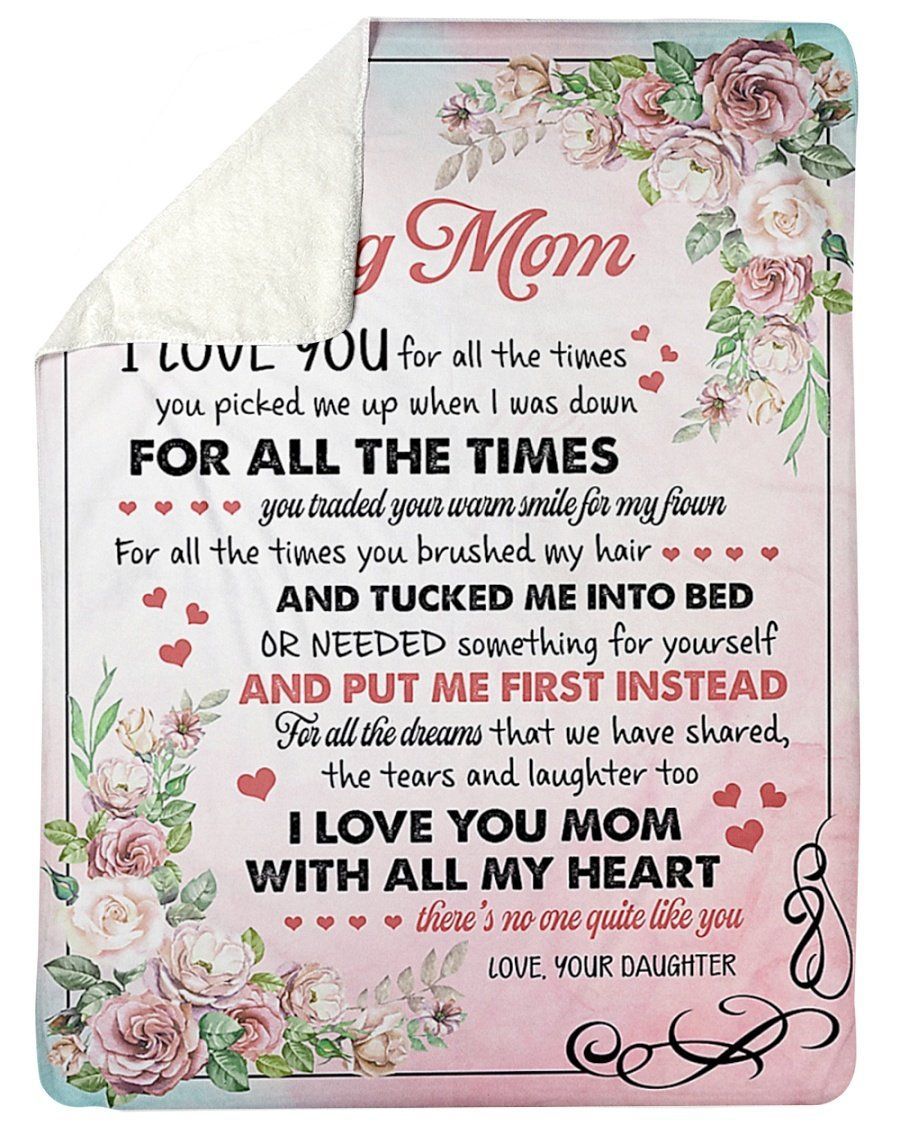 Floral Gift For Mom I Love You With All My Heart Fleece Blanket Sherpa Blanket