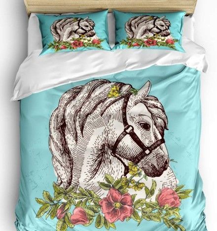 Floral Horse Bedding Set