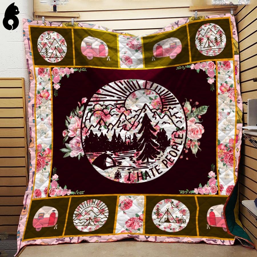 Floral I Hate People Camping Quilt Blanket Dhc191230Vt