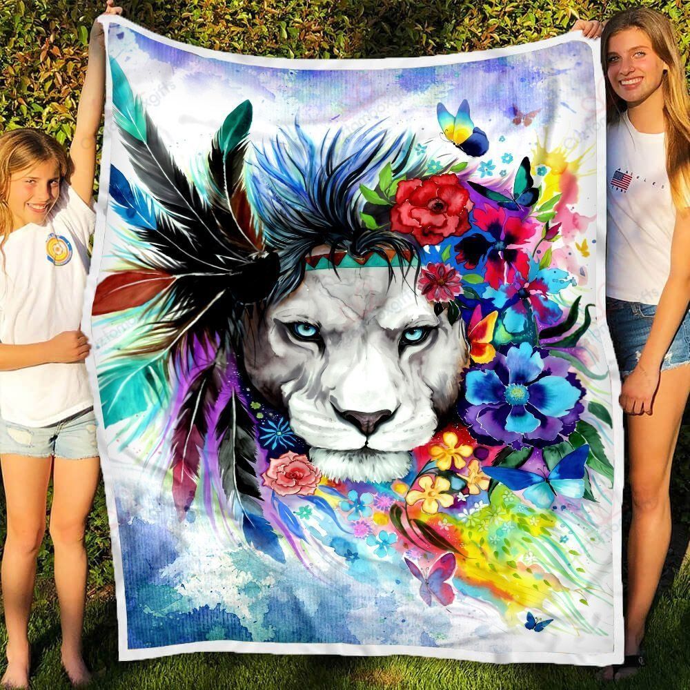Floral Lion Fleece Blanket