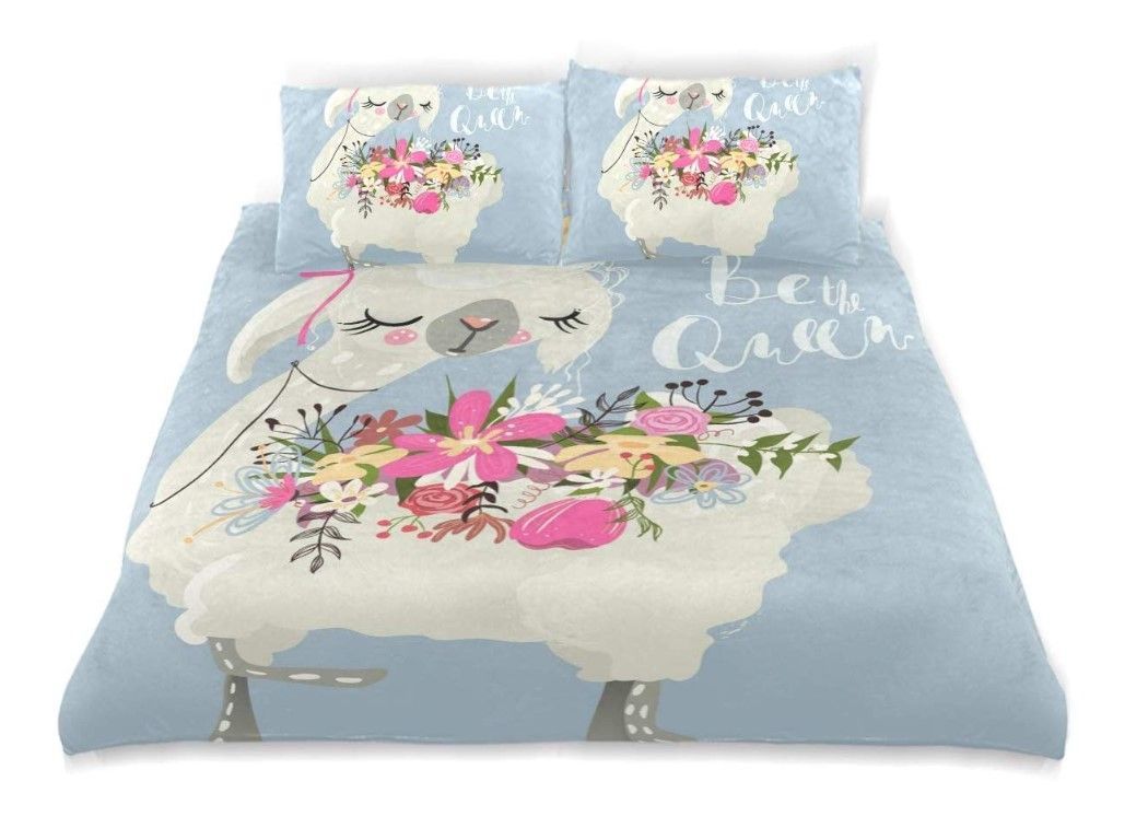 Floral Llama Bedding Set