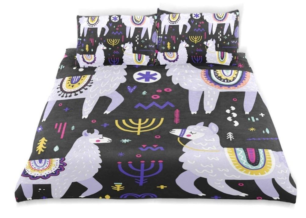 Floral Llama Bedding Set