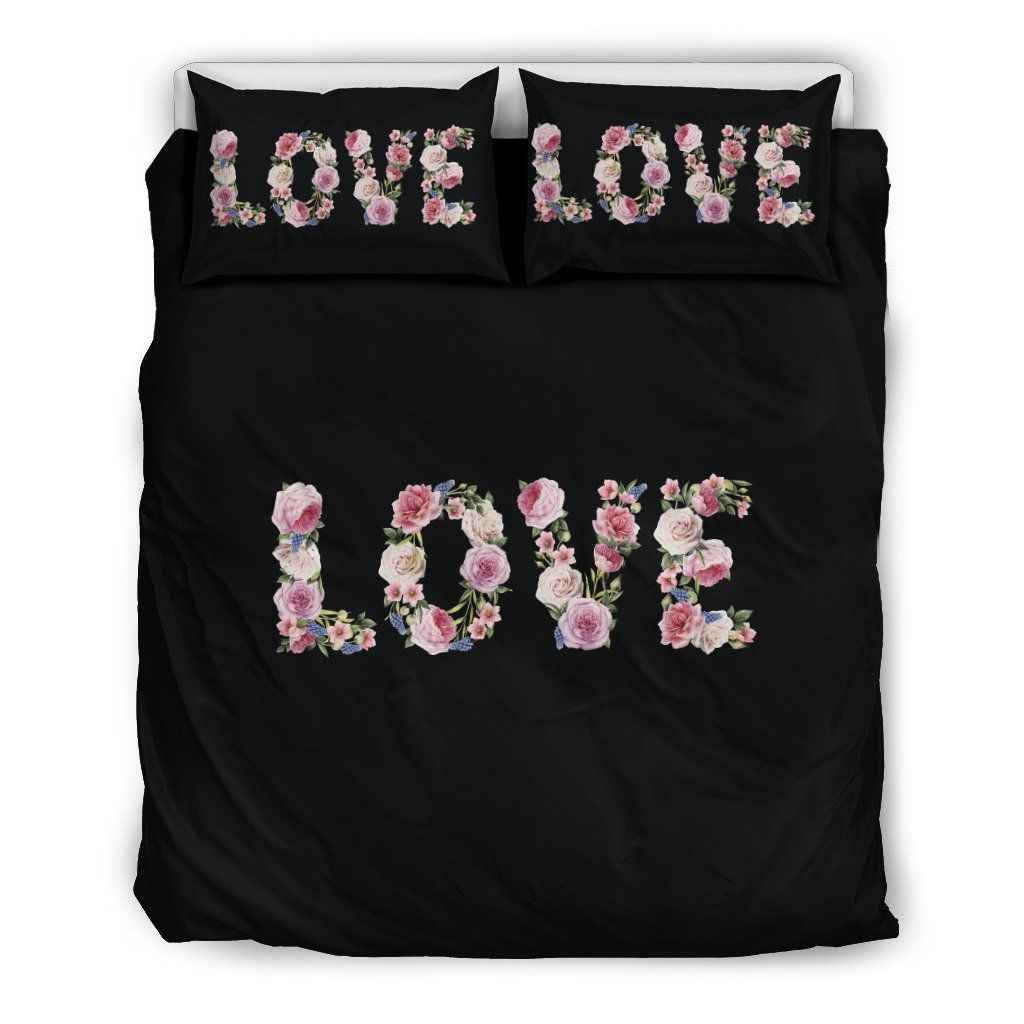 Floral Love Black Themed Bedding Set