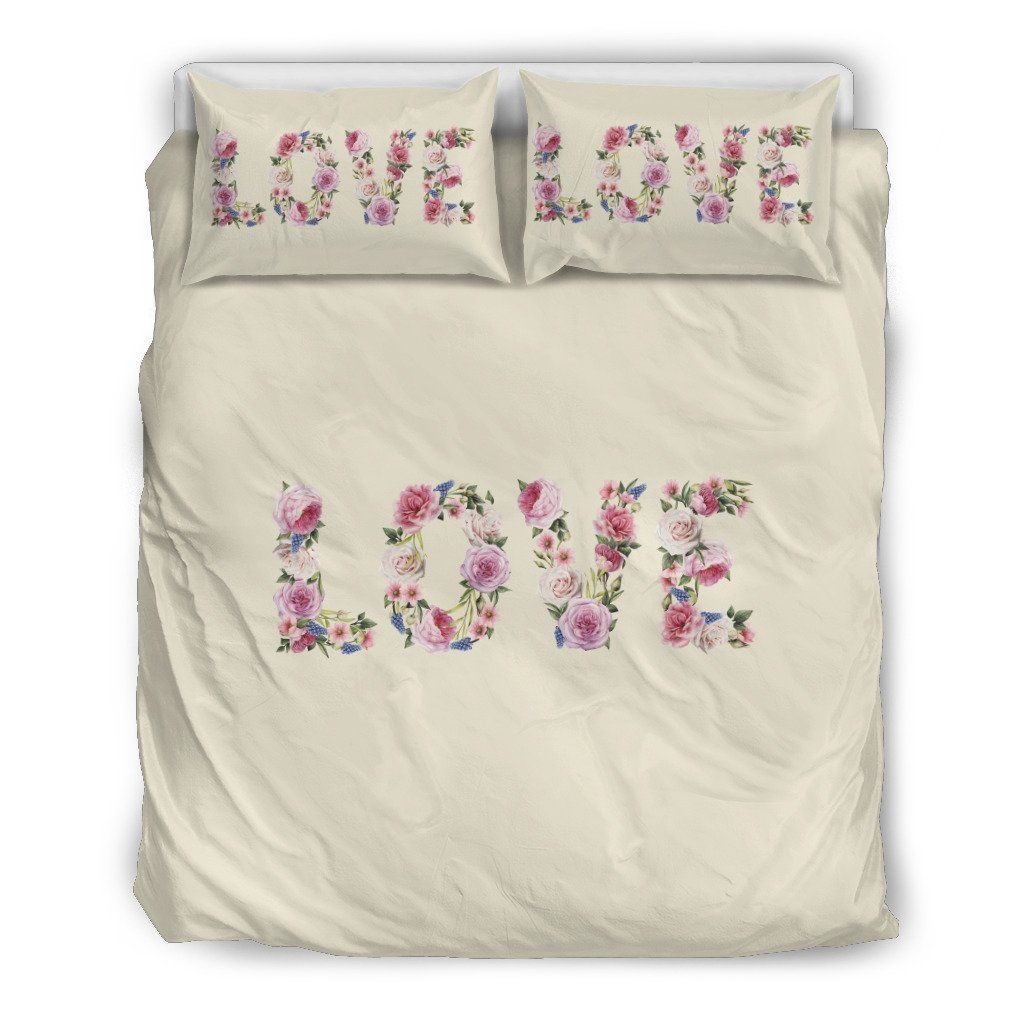 Floral Love Sweet Corn Beige Themed Bedding Set