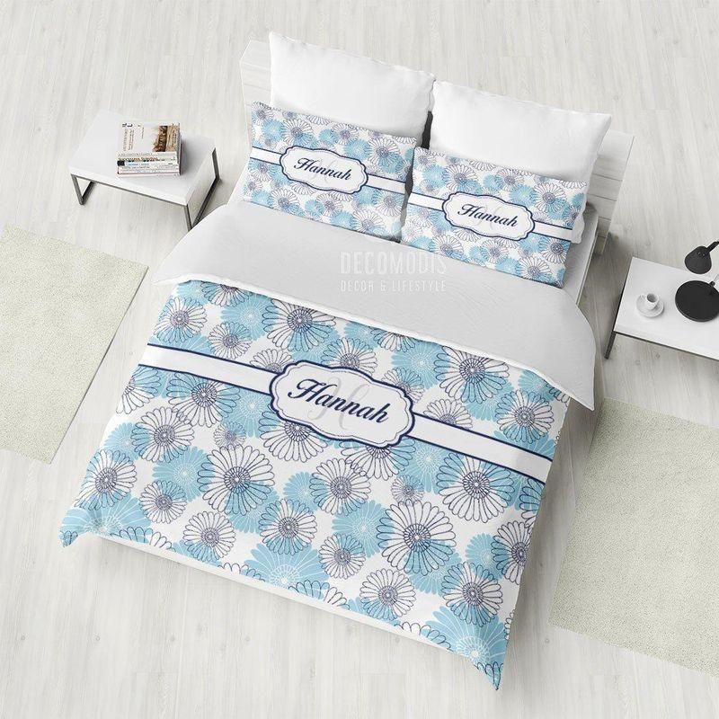 Floral Monogrammed Printed Bedding Set
