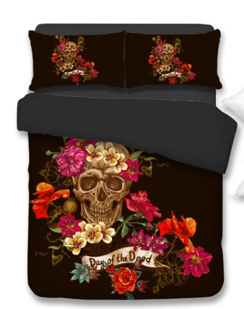 Floral Of Dead Skull Bedding Set