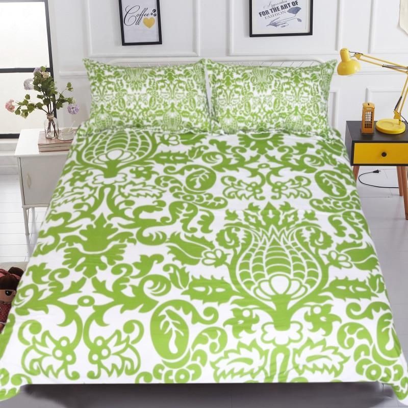 Floral Paisley White And Green Bedding Set