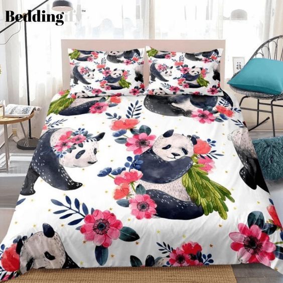 Floral Panda Bedding Set