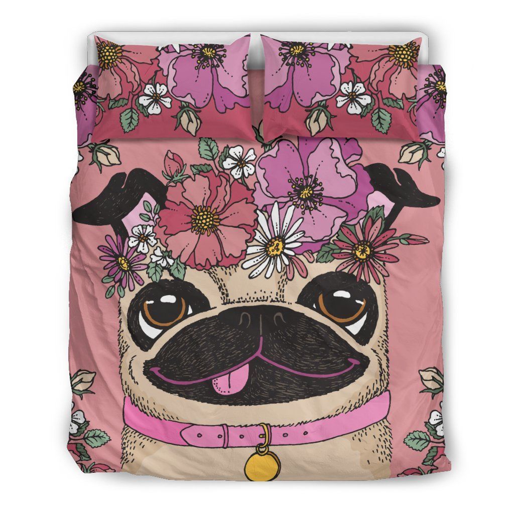 Floral Pug Bedding Set