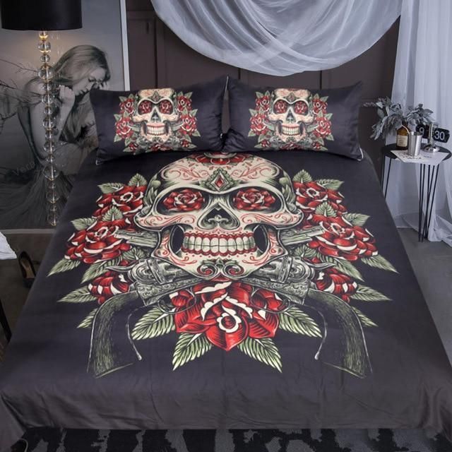 Floral Skull Bedding Set