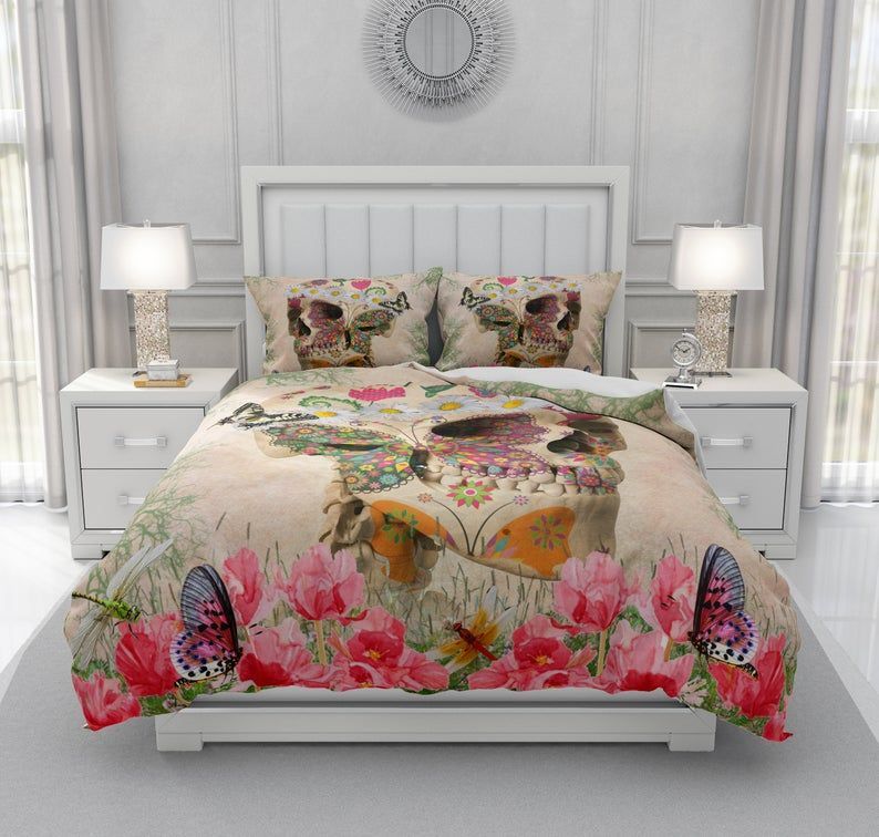 Floral Skull Bedding Set