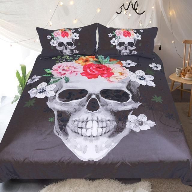 Floral Skull Bedding Set