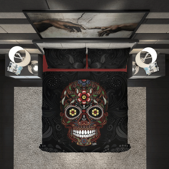 Floral Skull Bedding Set