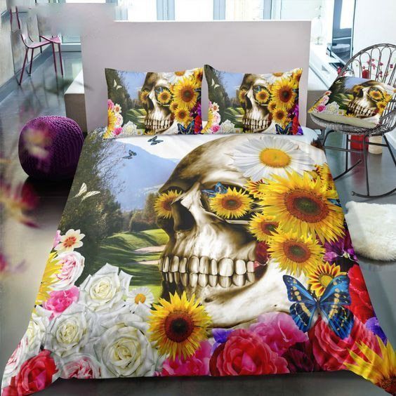 Floral Skull Bedding Set