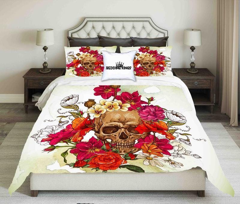 Floral Skull Bedding Set
