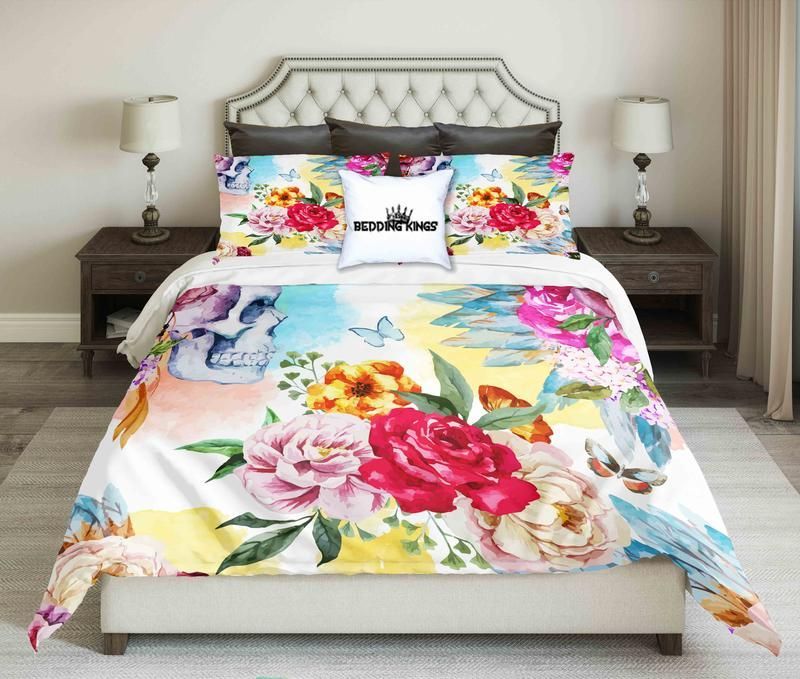 Floral Skull Bedding Set