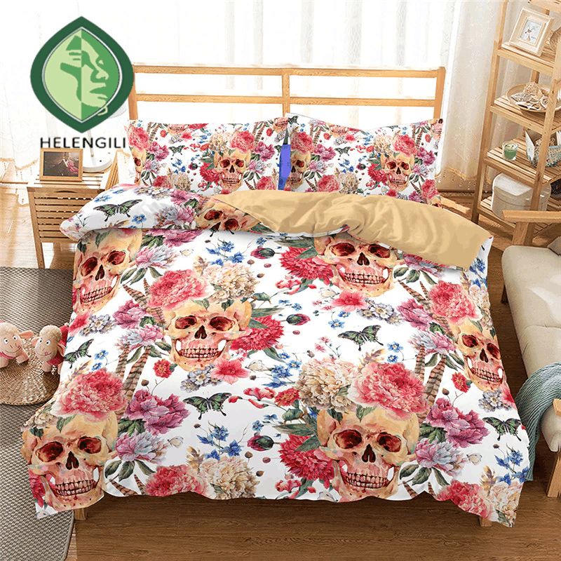 Floral Skull Bedding Set