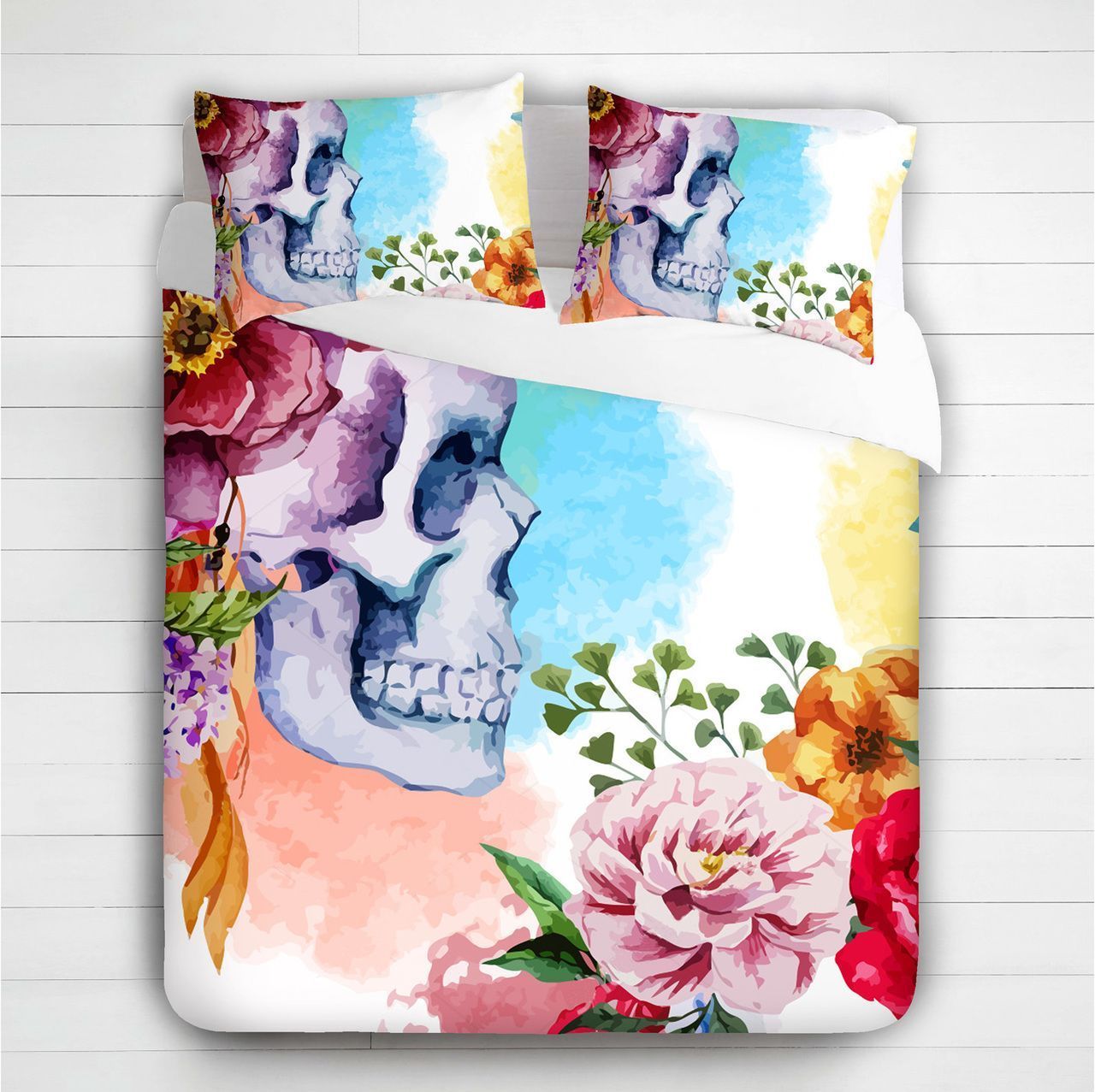 Floral Skull Bedding Set