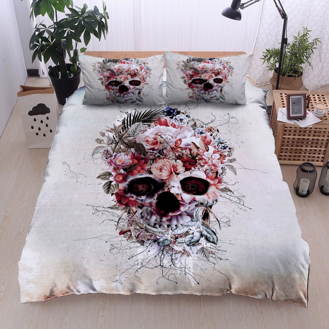 Floral Skull Bedding Set