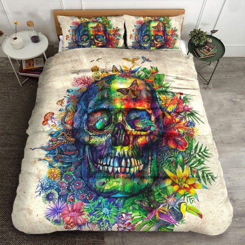Floral Skull Bedding Set