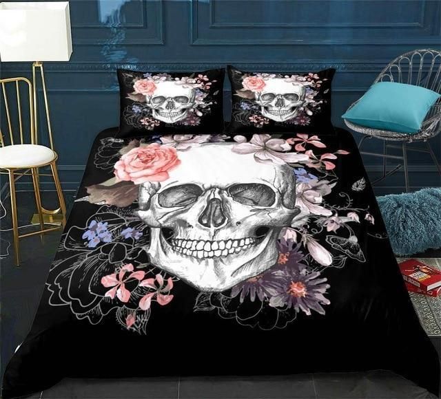 Floral Skull Smile Bedding Set