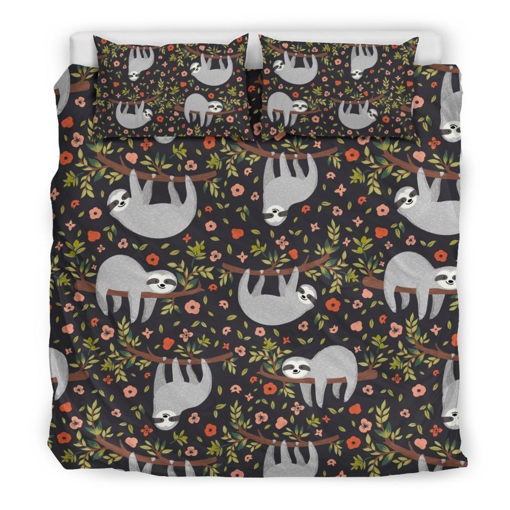 Floral Sloth Bedding Set