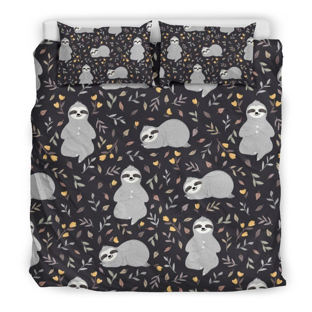 Floral Sloth Bedding Set