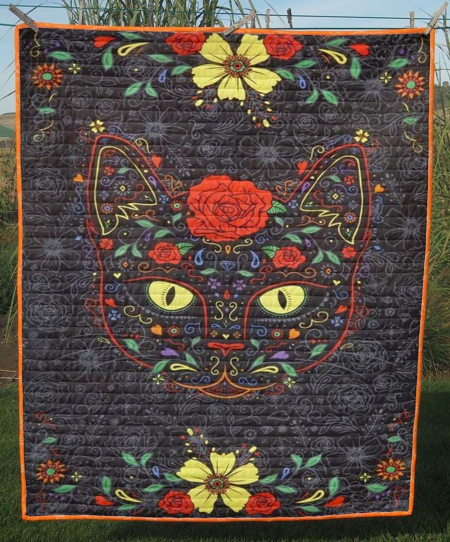 Floral Sugar Cat CLT190649 Quilt Blanket