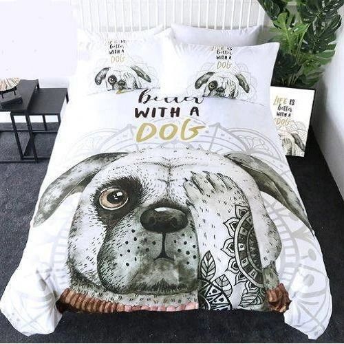 Floral Tattoo Dog Bedding Set