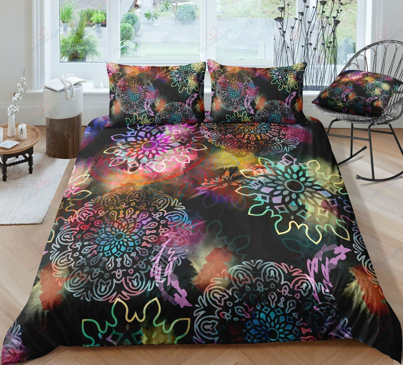 Floral Tie Dye Mandala Bedding Set