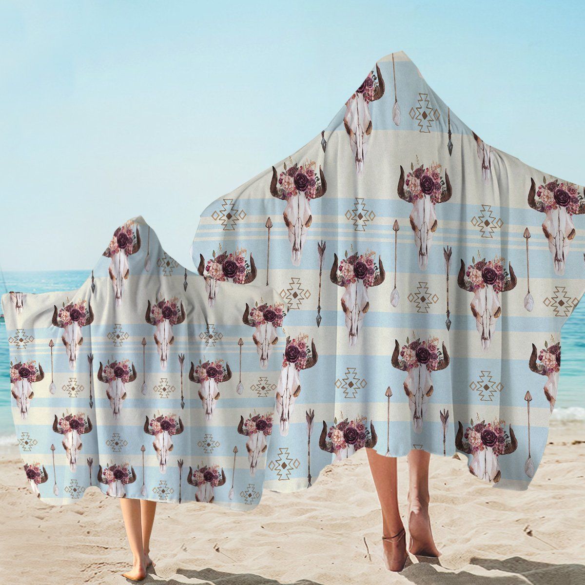 Floral Trophy Head Patterns Printed Hooded Towel