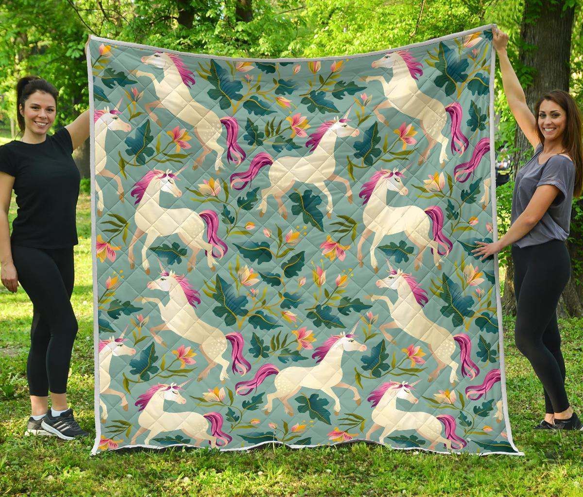 Floral Unicorn CL17100283MDQ Quilt Blanket