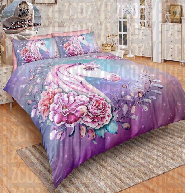 Floral Unicorn Bedding Set