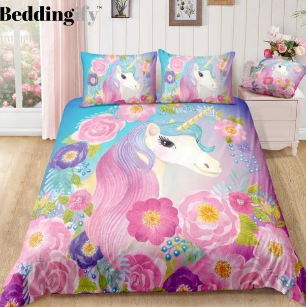Floral Unicorn Bedding Set