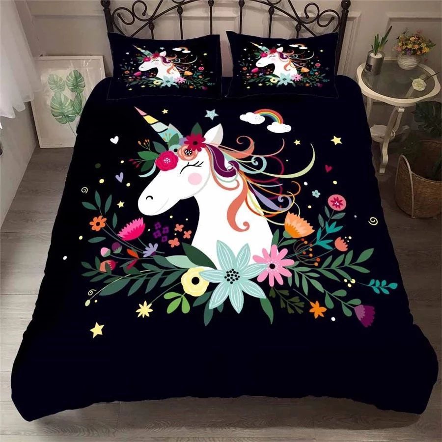 Floral Unicorn Bedding Set