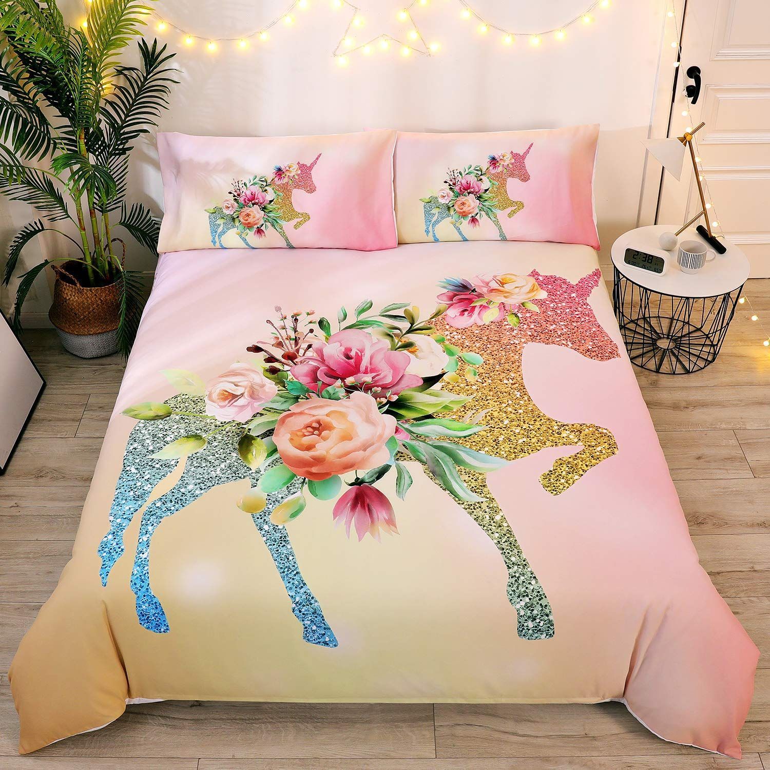 Floral Unicorn Bedding Set