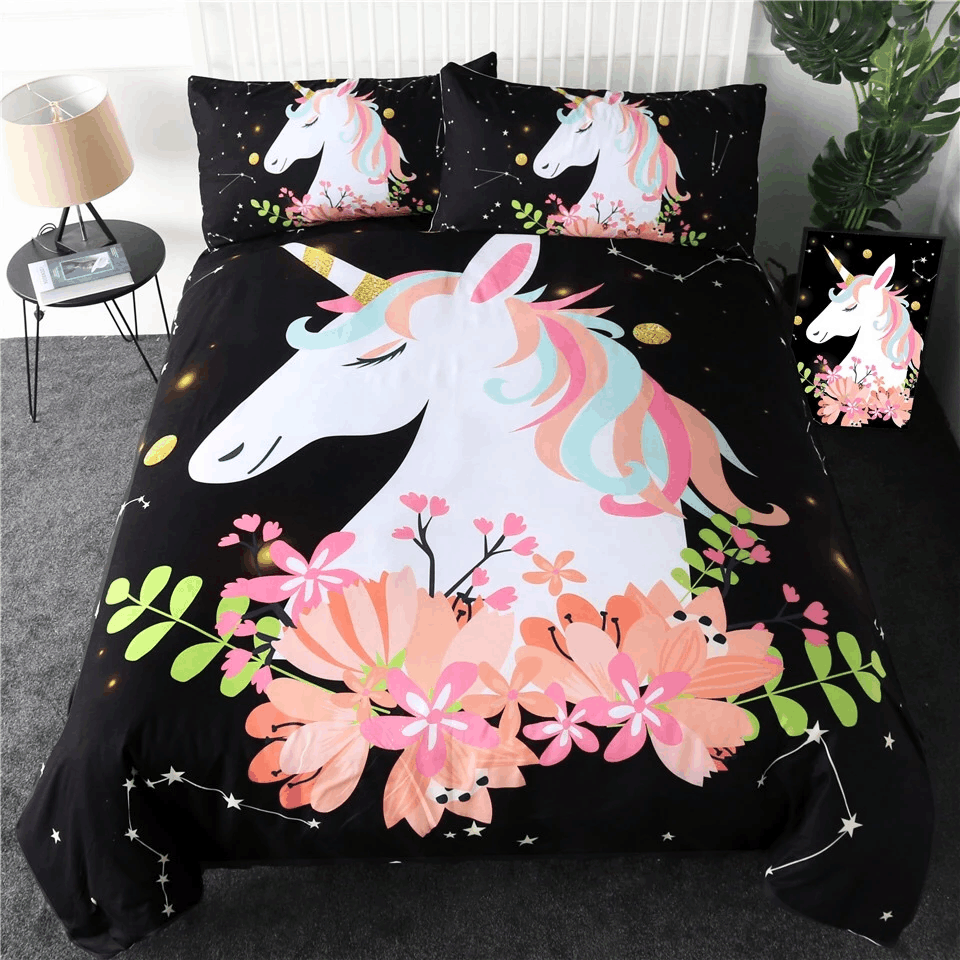 Floral Unicorn Bedding Set