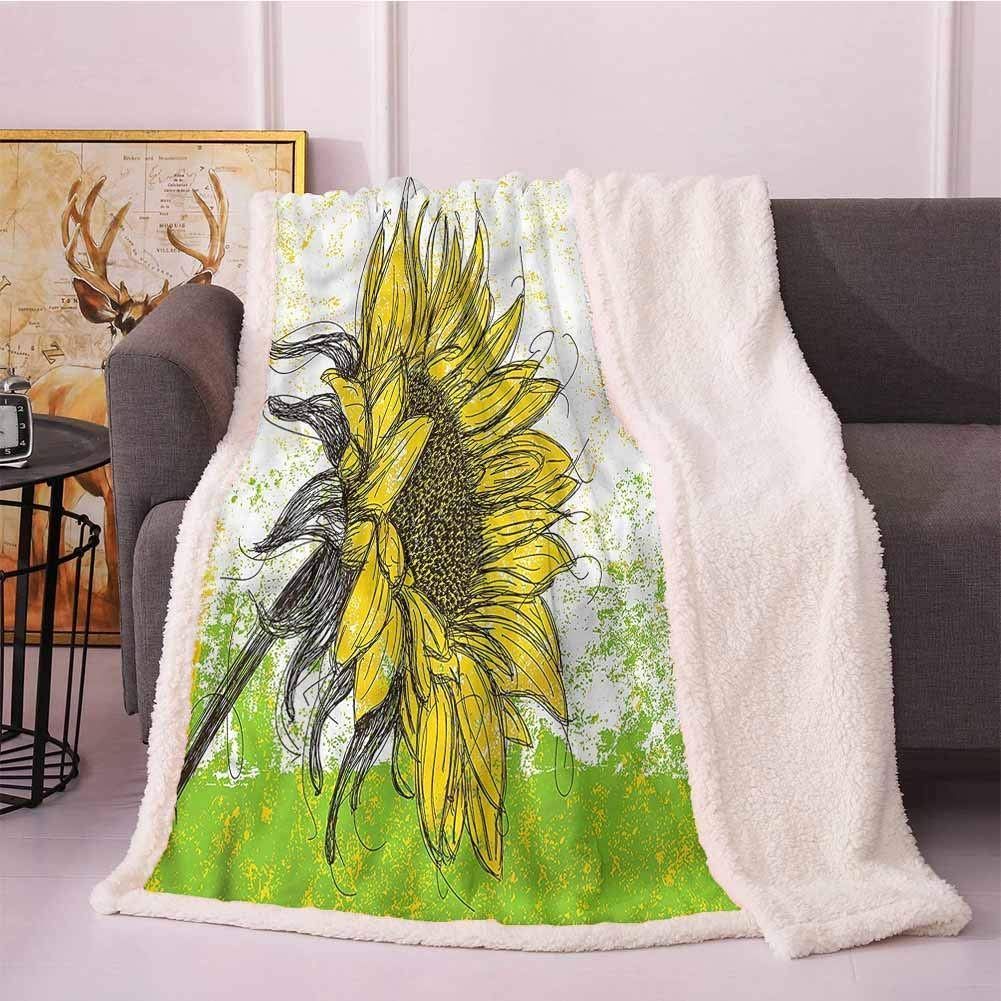 Floral With Sunflowers Sherpa Fleece Blanket