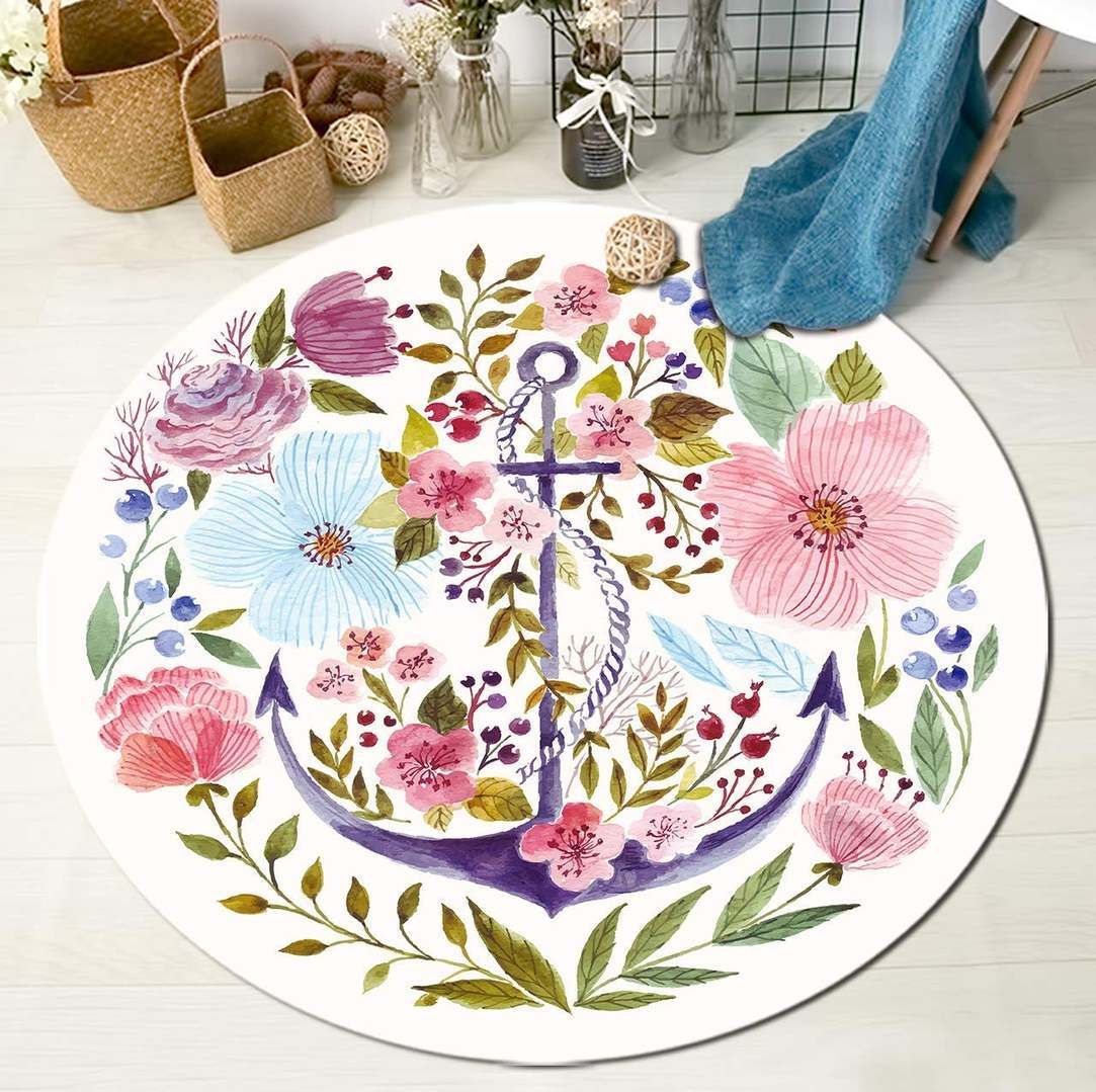 Flower Anchor Round Carpet