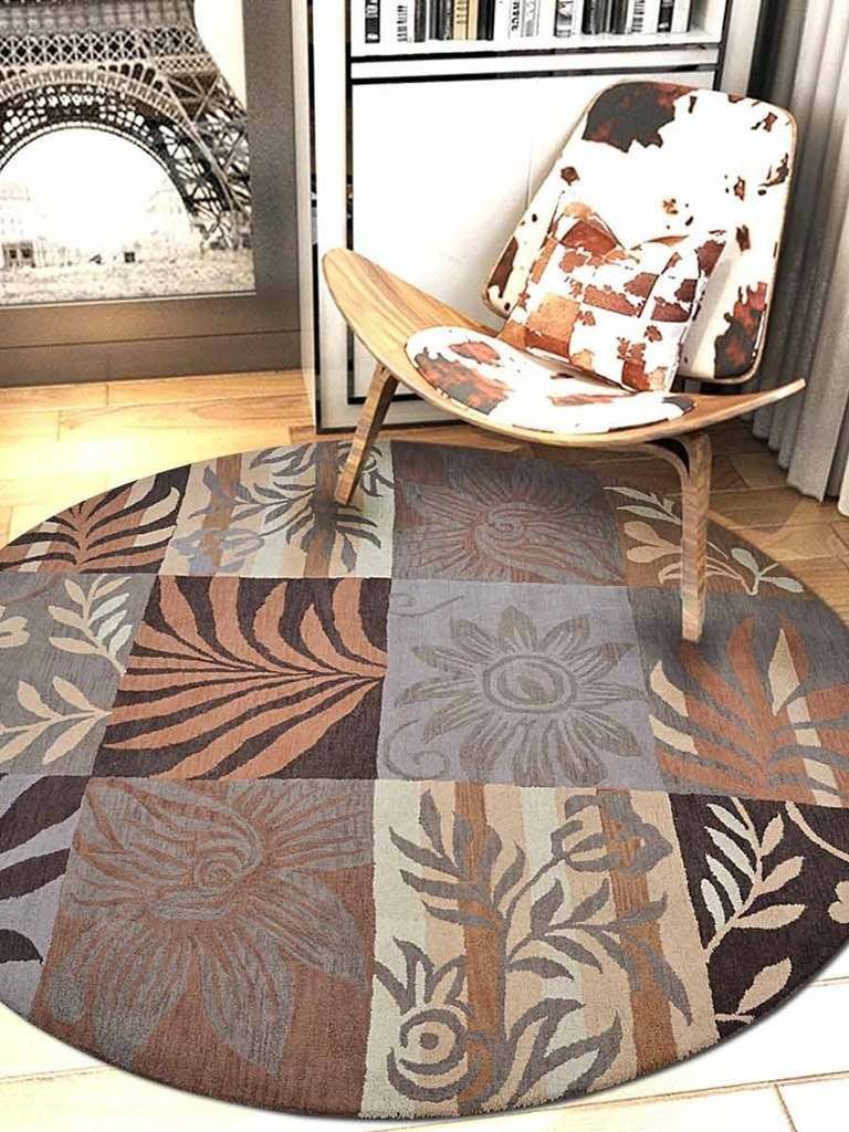 Flower And Leaves Round Carpet