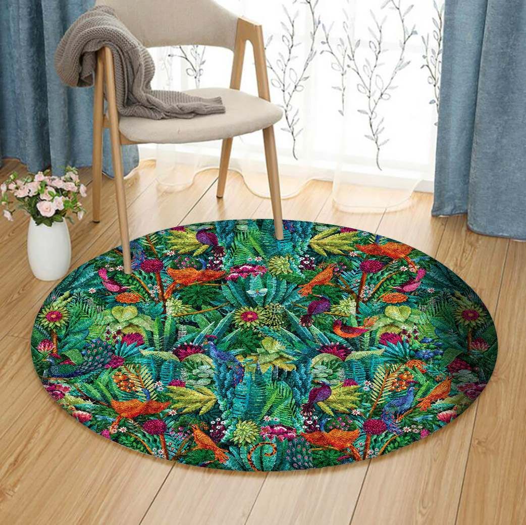 Flower Animals Round Carpet