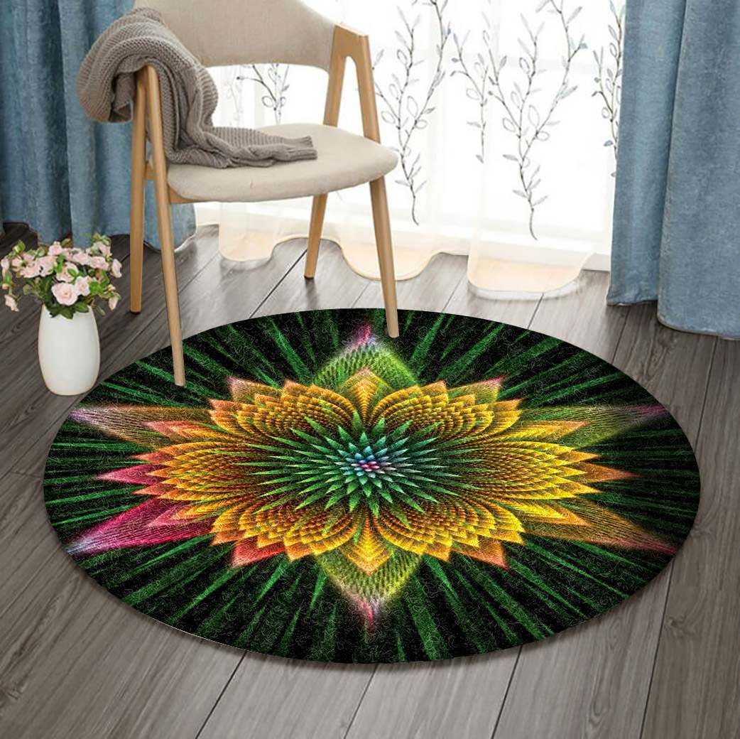 Flower Art Fractal Fractals Round Carpet