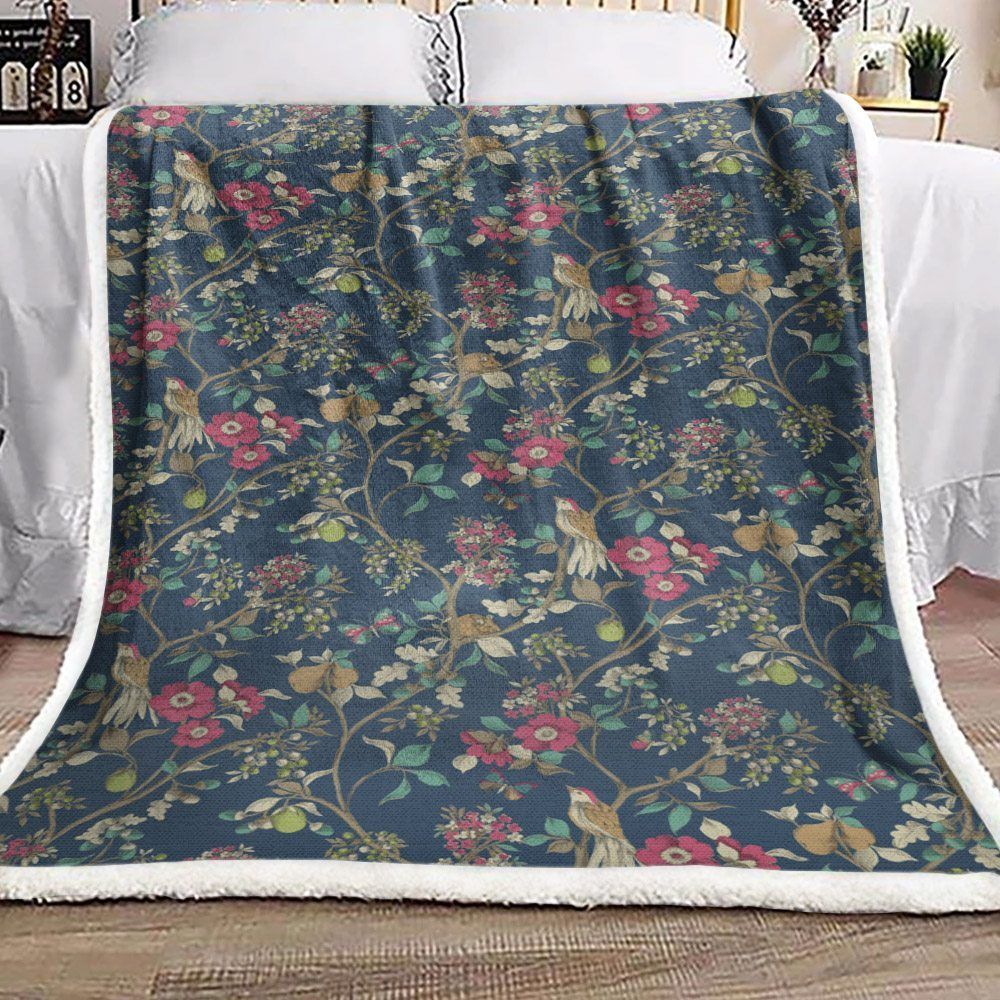 Flower Butterfly And Animals Sherpa Fleece Blanket