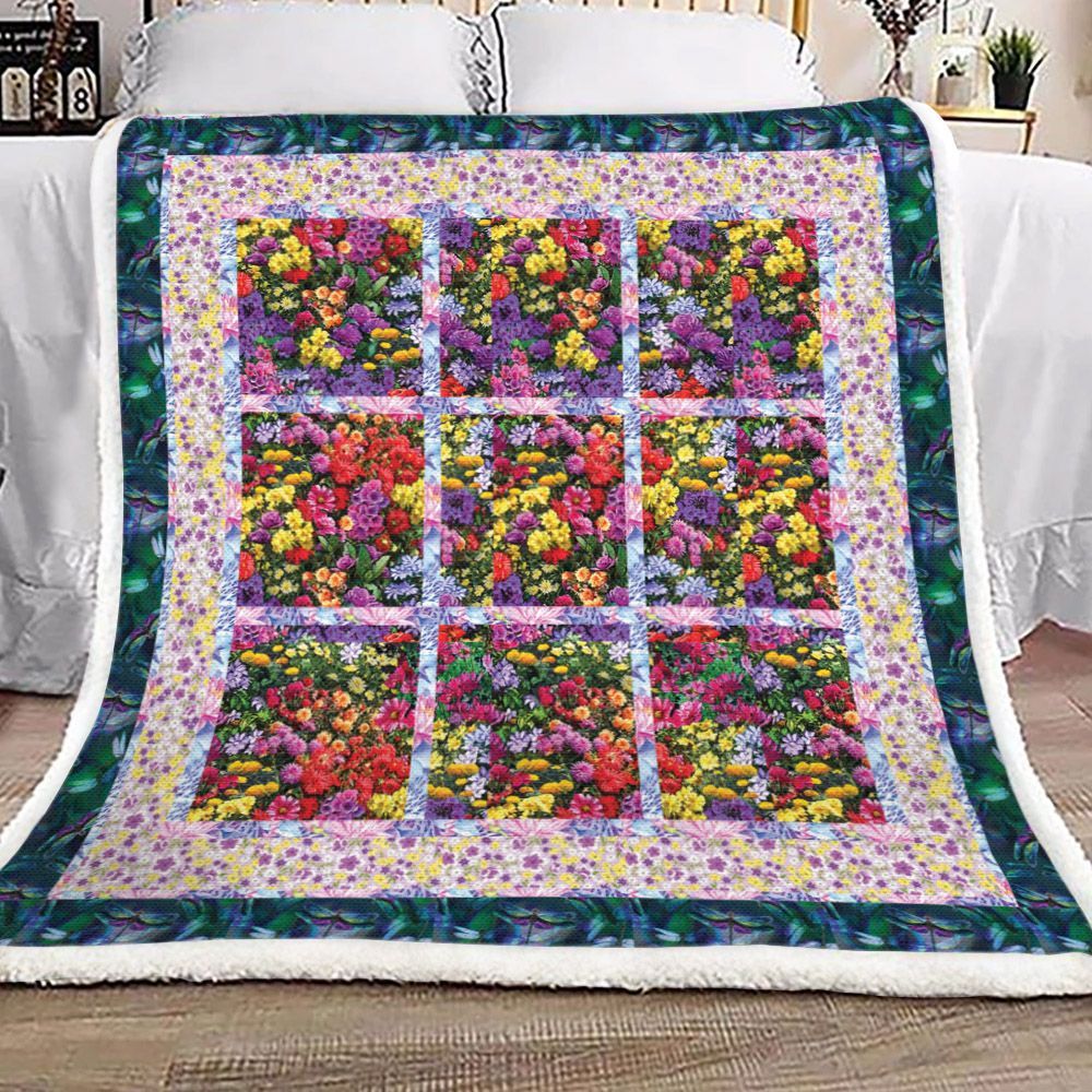 Flower Butterfly Colorful Sherpa Fleece Blanket