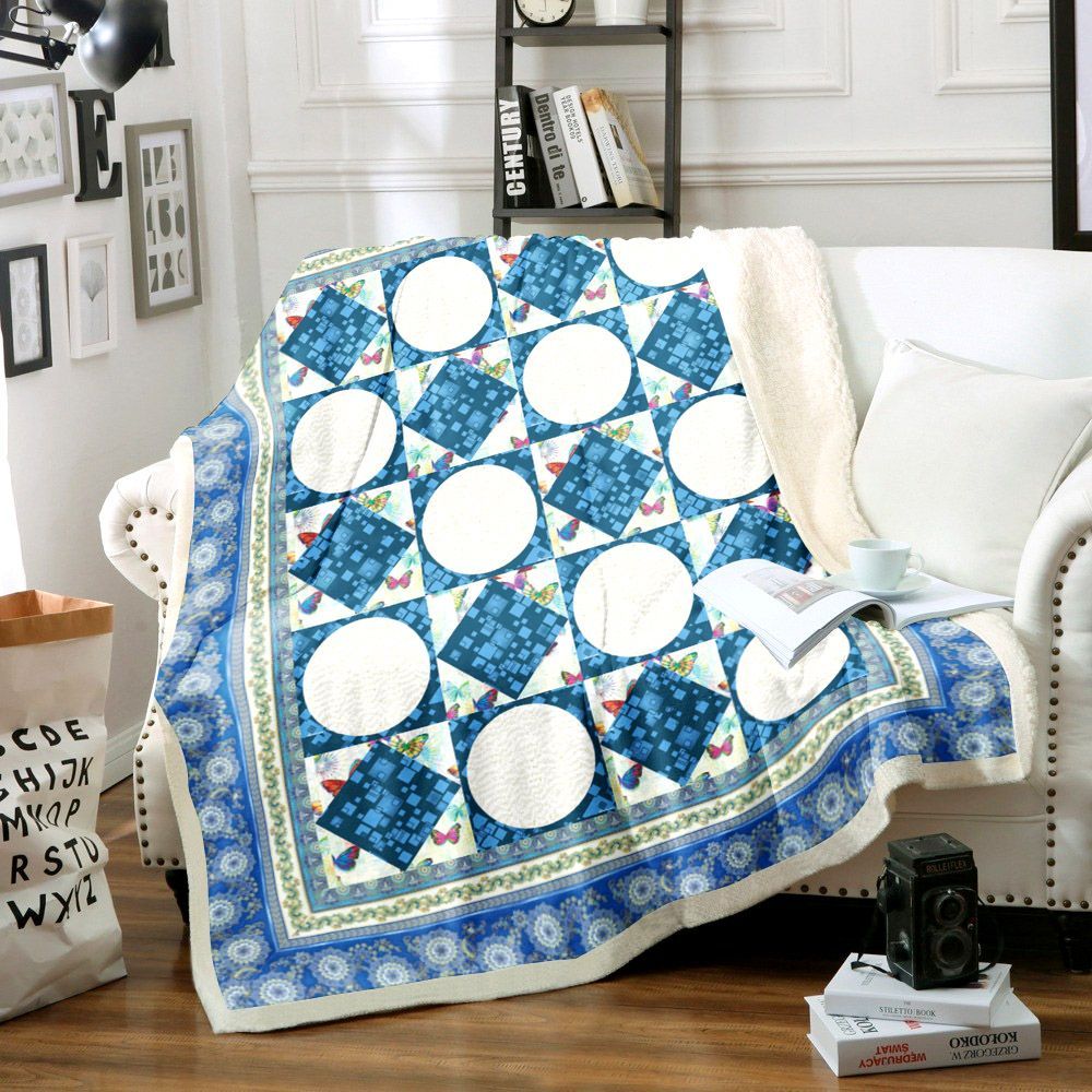 Flower Butterfly Sherpa Fleece Blanket