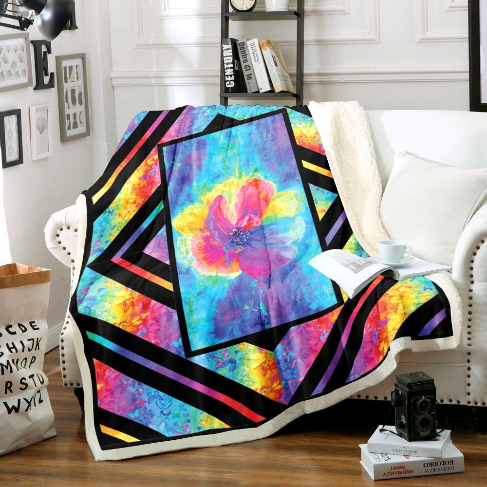 Flower Butterfly Sherpa Fleece Blanket