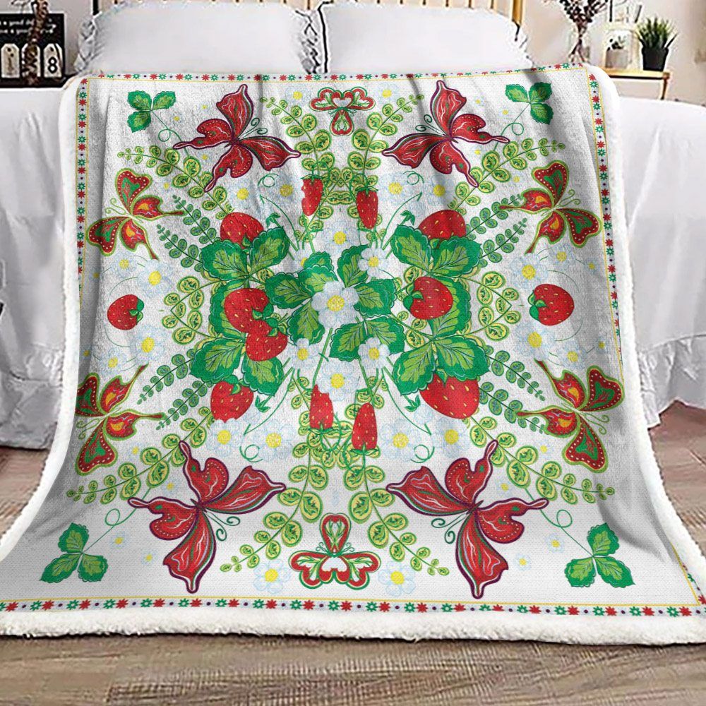 Flower Butterfly Sherpa Fleece Blanket